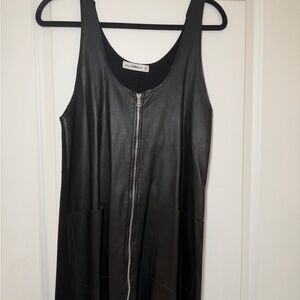 Zara Black Leather Zip-Up Dress
